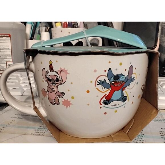 SOLD-Disney Stitch Ceramic Mug and Spoon Set 24 Ounce - Picture 2 of 3